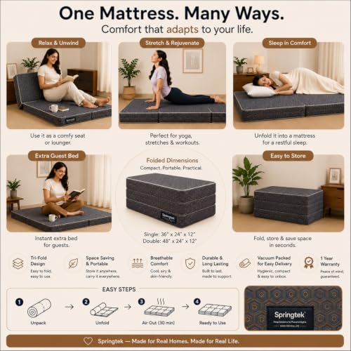 Springtek 4-Inch PU Foam Travel Folding Mattress - Image 5