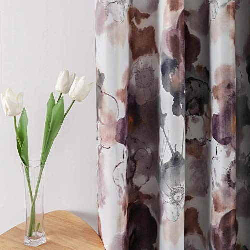 Leeva Abstract Print Blackout Curtains and Drapes for Bedroom, Floral Modern Style Thermal Insulated Room Darkening Window Curtain for Nursery, 52x63,...