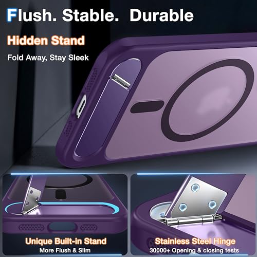 Support magnétique iPhone 14 Pro Max antichoc charge MagSafe béquille violet - 3