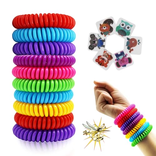Pulseras Repelente de Mosquitos, 10 Piezas Pulsera Antimosquitos para los Niños y Adultos, Pulsera Mosquitos Antimosquitos, Natural No Tóxica, Ajustables Bandas Repelentes