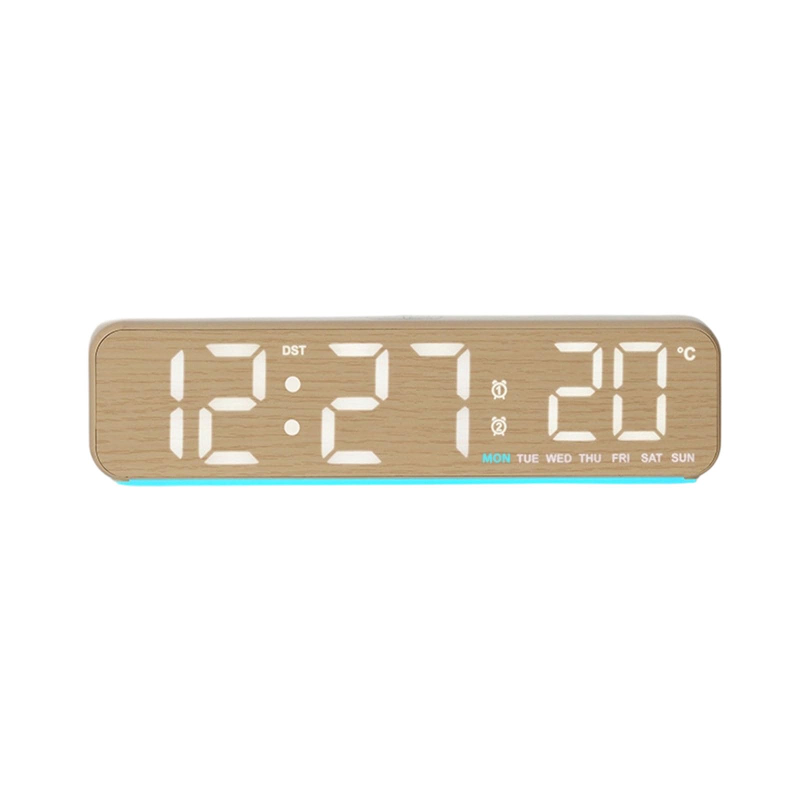 APGLSXY Wood Grains Digital Alarm Clock with Large LED Display Brightness Ambients Lighting Temperature Display Quiet Alarm Clock