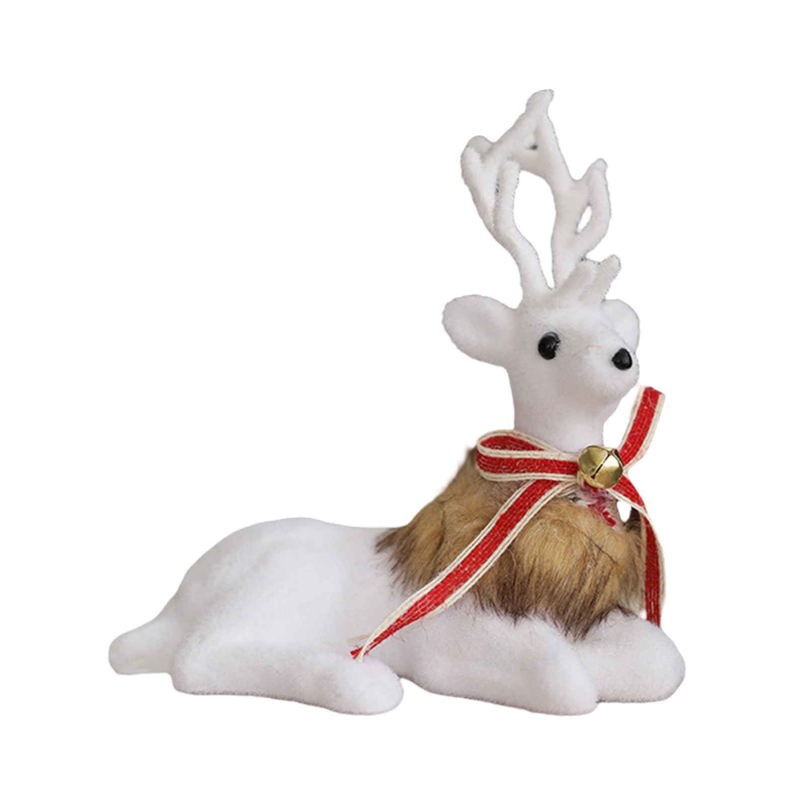 NEWFT Realistic White Reindeer Ornament Sturdy White Reindeer Figurine Ornament for Christmas Window and Table Display Realistic Model