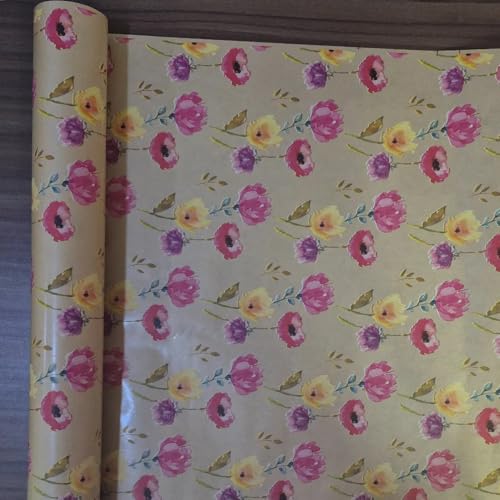 Image of Oasis Eco-Friendly Bouquet Wrapping Roll | Pink Floral Printed Luxe Flower Wrap For Fresh Flowers & Gift Packaging | Florist Essential Supplies - 25 Meter Long