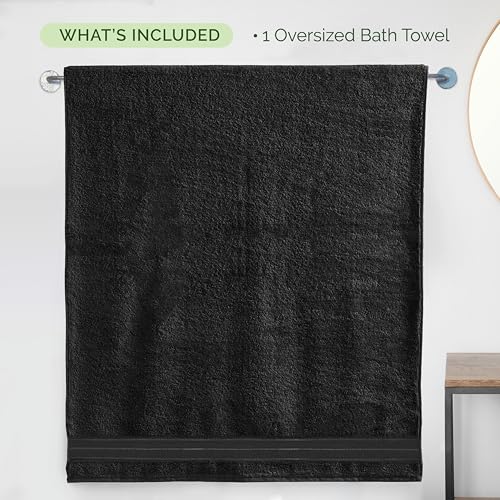 Image of Elegant Comfort Three Line Popcorn Extra Large Luxury Bath Towel - 40 inch x 80 inch inch, Premium Hotel Spa Quality 1 Piece Oversized Bath Sheet 100% Turkish Cotton Super Soft Highly Absorbent, Black