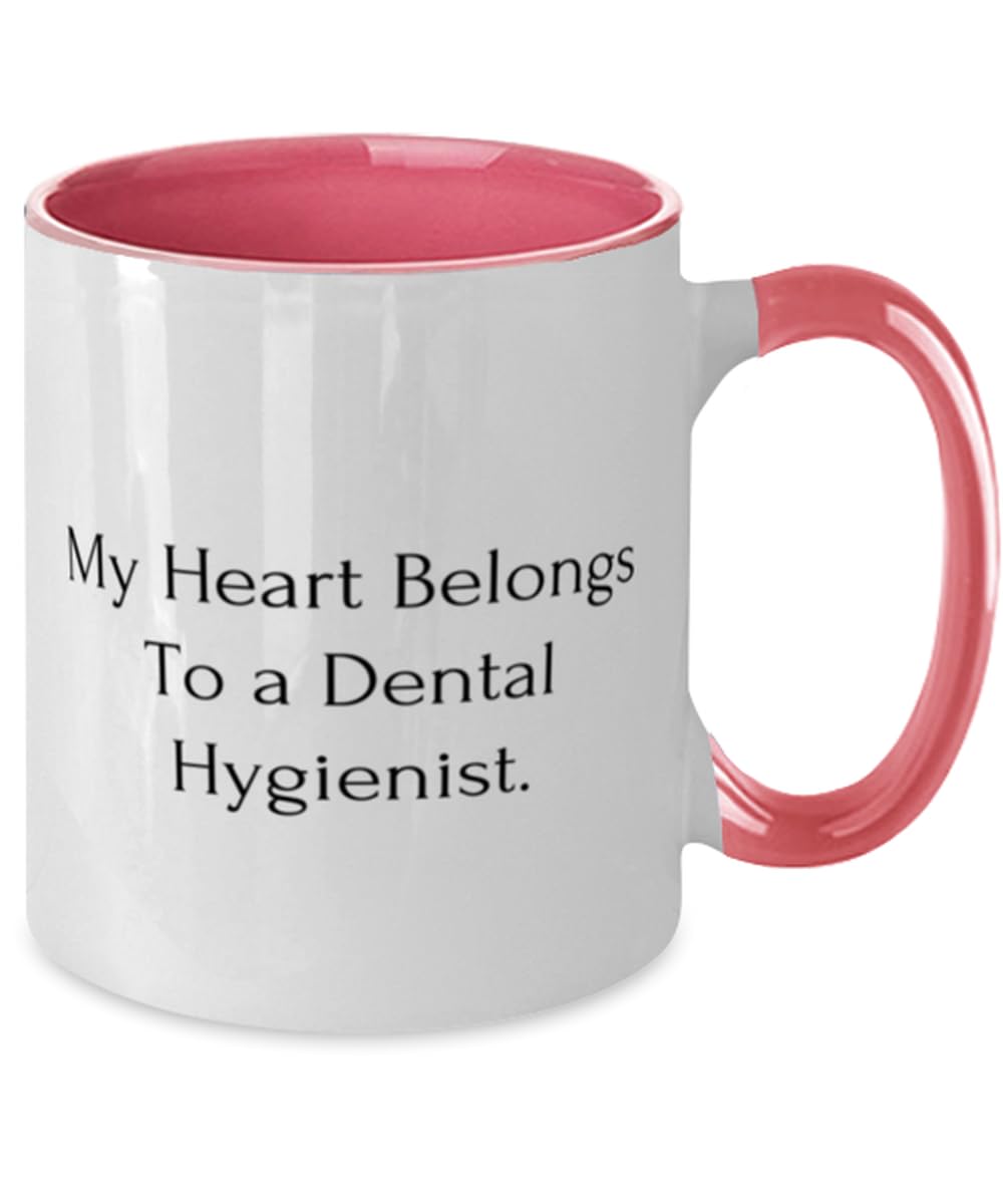 Gag Dental hygienist Gifts, My Heart Belongs To a Dental Hygienist, Surprise Two Tone 11oz Mug For Men Women From Colleagues
