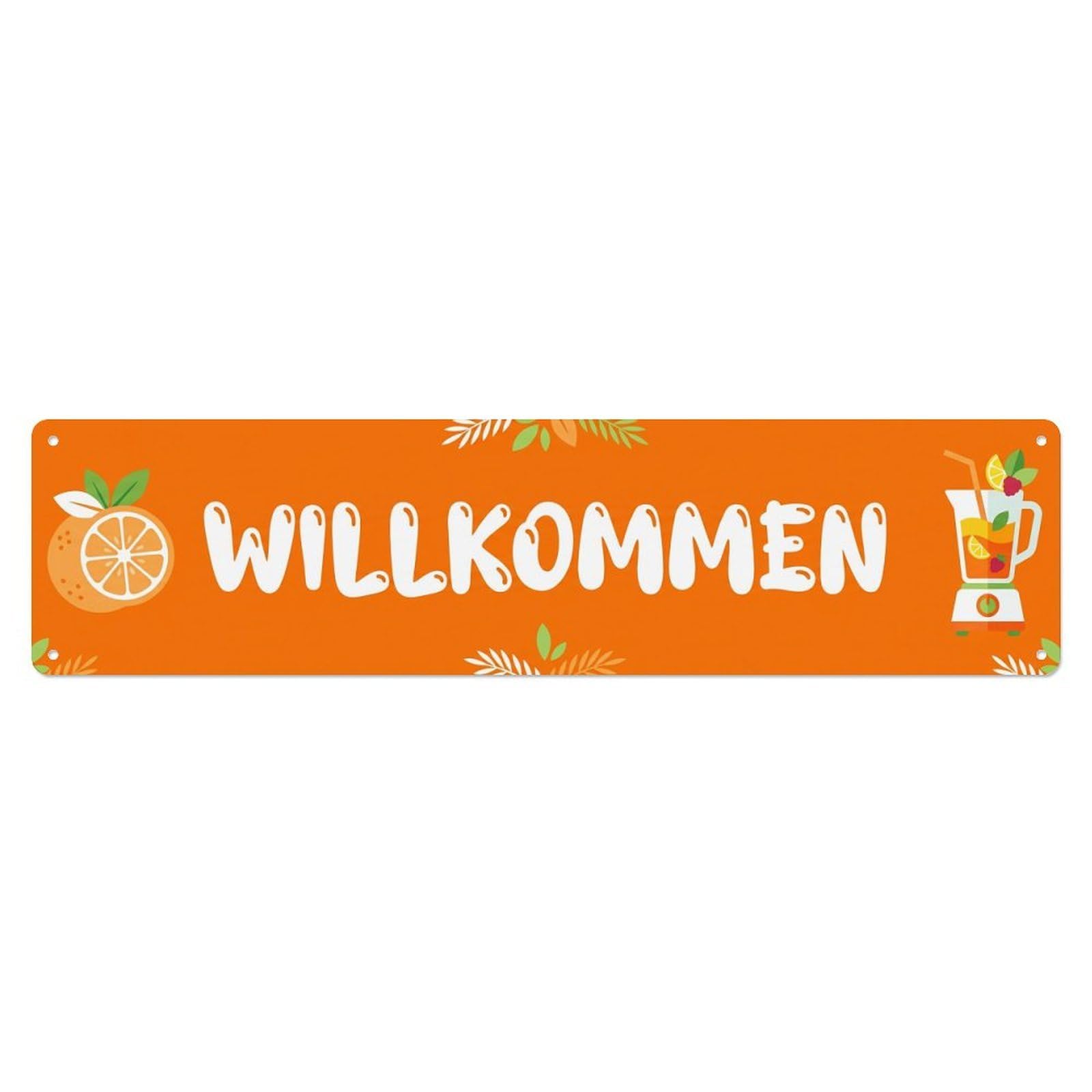 Tangerine Orange Tropical Juice Bar Welcome Metal Tin Sign Plaque Wall Decor for Cafe, Club Bar, Office, Home Garden Metal Poster 4x16Inch