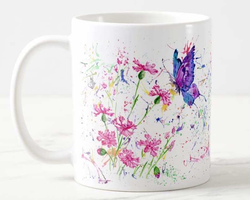 Vixar Tasse colorée en forme de fleur et de papillon - Cadeau d'anniversaire, de travail, de...