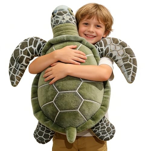 Xiyocadt Grüne Meeresschildkröte Stofftier Schildkröte Kuscheltier Realistisches Weiches Kuscheliges Plüschtier schildkröte Spielzeug Kissen meeresschildkröte Plüschtiere for Dekorieren (35cm)