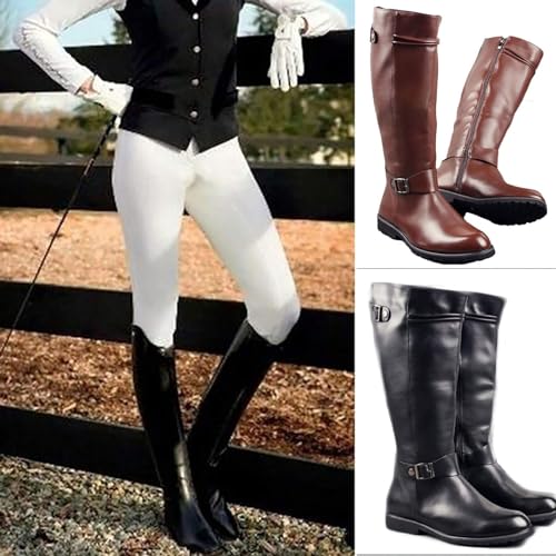 Bottes équestres homme en cuir marron antidérapantes de terrain automne taille 38 - 4