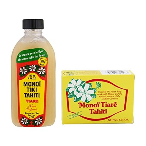 Monoi Tiki Tahiti Tiare and Monoi Tiare Tahiti Gardenia Soap Bar Bundle With Coconut Oil, Vitamin E and Gardenia, 4 fl. oz. and 4.55 oz Cover