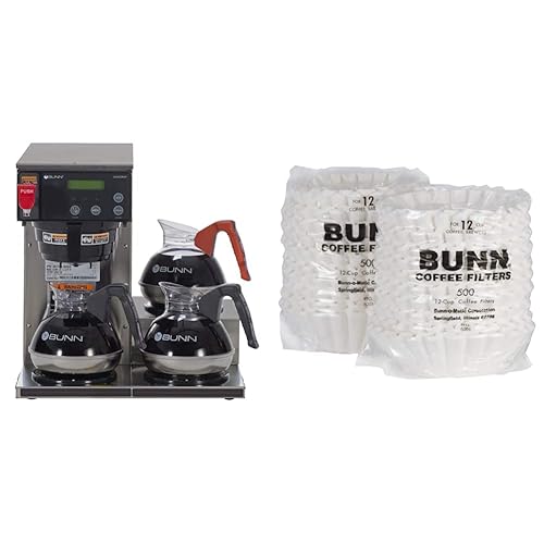 BUNN Axiom 15-3 cafetera comercial automática de 12 tazas 3 calentadores inferiores filtros de café comerciales 387000002 y 12 tazas 1000 unidades