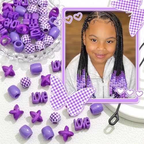 Accesorios para trenzas 60 piezas color púrpura miniatura 2
