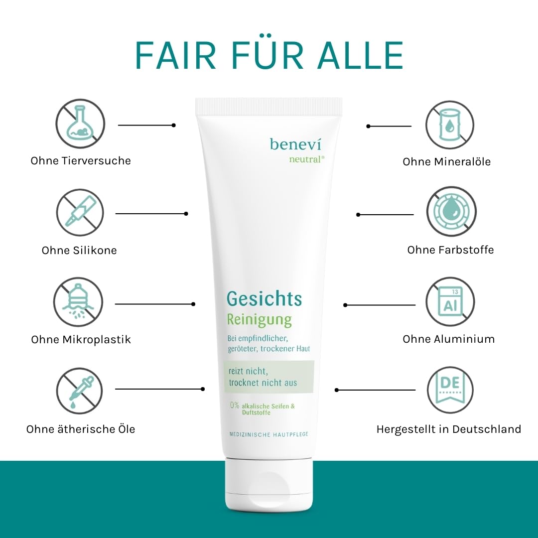 benevi neutral Gesichts-Reinigung 5 x 125ml für empfindliche, irritierte, trockene Haut. Ausschließlich milde Tenside, besonders hautverträglich. pH 5,5