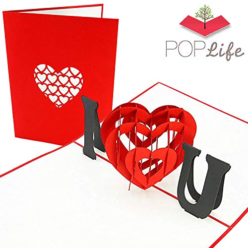PopLife Cards Te amo tarjeta emergente del corazón para todas las ocasiones, tarjeta de felicitación del día de la madre, feliz cumpleaños, aniversario, compromiso, san valentín, un regalo especial