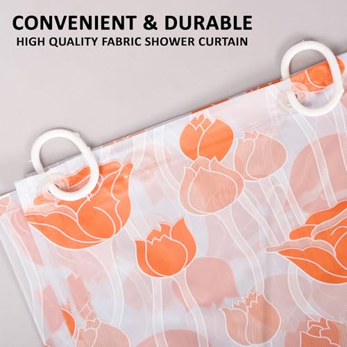 Image of Kuber Industries Shower Curtain | 7 Feet | Bathroom Shower Curtain | AC Curtains | PVC Waterproof Window Curtain | Curtains for Bathtub | 8 Rings Curtain | Orange Gulab | Blury Transparent