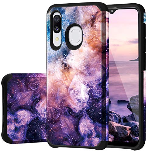 Fingic Samsung A20 Case, Samsung Galaxy A20/A30/A50 Case Nebula Design Hybrid Hard PC Soft Rubber Silicone Cover Anti-Scratch Shockproof Protective Case for Samsung Galaxy A20/A30/A50 (6.4 inch),Black