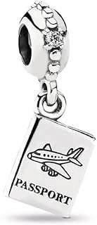 Passport Dangle Charm fits Pandora Charms Bracelets Vacation Party Voyage Flight Airplane Sterling Silver Bead