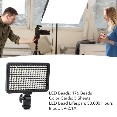 Image of On Camera LED Video Light, Mini Rechargeable with 176LED, Photography Fill Lamp, Portable Led Video Light fcamera Light or DSLR Cameras, Camera and Photography Equipment