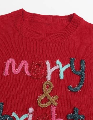 Image of Womens American Flag Sweater Crew Neck Casual Pullover Sweater