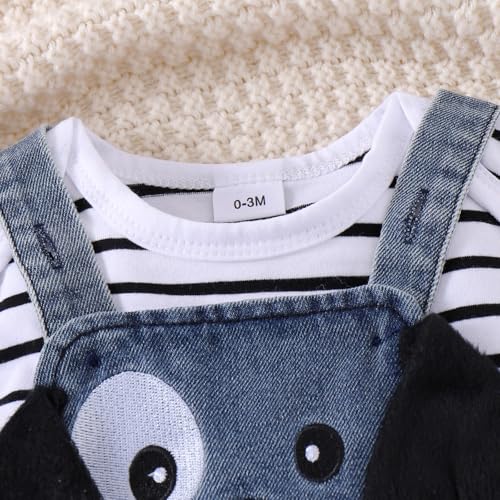 Image of Baby Boy Clothes Newborn Long Sleeve Romper Cartoon Animal Jeans Suspender Overalls Jumpsuit Fall Outfits 0-18 Months