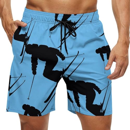 Winter Sports Skier Men's Swim Trunks Breathable Bathing Suit Swimming Board Shorts Hawaiian Beach Swimwear