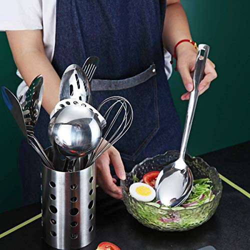 Image of Cooking Spoon, Berglander Stainless Steel Solid Serving, Basting Spoon For Cooking, Kitchen Non-Stick And Heat Resistant, Dishwasher Safe, Easy to Clean