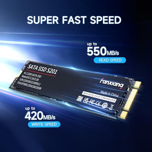 fanxiang S201 M.2 SATA SSD Interne Festplatte M.2 2280 SATA III, 550MB/s Lesen, 420MB/s Schreiben, mit SLC Cache und TLC 3D-NAND, ideal für Notebook, Ultrabook und Tragbare Geräte (128GB)