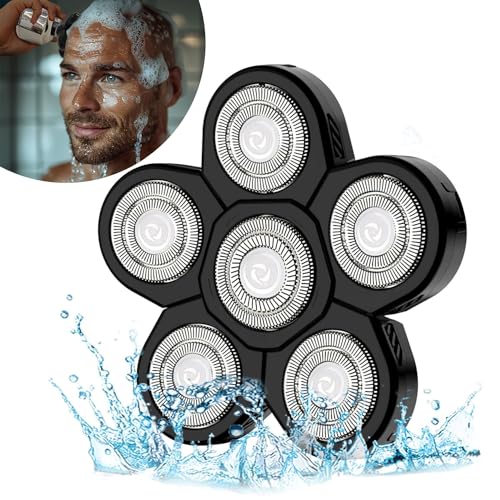 Tête Rasoir têtes, Sjpzwcrl 6 Têtes de Rasoir électrique pour homme, Universel Double Anneau Lame Rasage Remplacement pour Rasoir électrique 5 6 7 8, Noir