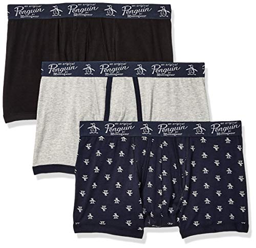 Original Penguin mens Original Penguin Men's Cotton Stretch Trunks, 3 Pk Trunks, Black/Light/Skycpte - Pack, Large US