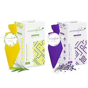 Aromahpure Camphor Cube | Pack of 2| Joyful Lavender & Refreshing Lemongrass Fragrance | 45 Days Last Long| 100% Pure & Organic Camphor Cube for Car, Room, Bathroom & Air Freshener