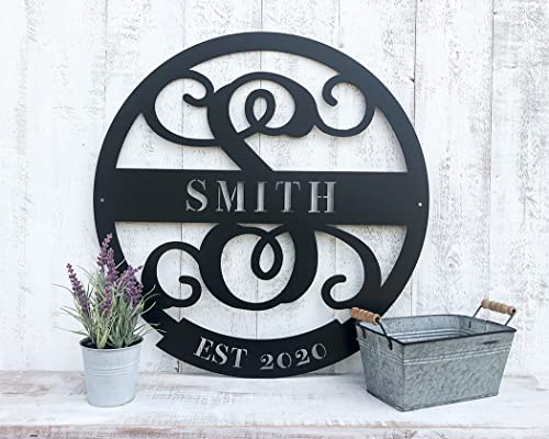 RealSteel 18" Family Name Monogram | Personalized Name Sign | Custom Sign | Metal Wall Art | Metal Sign | Last Name Sign | Family Name | Personalized Wedding Gift | Metal Art | Outdoor Customized Metal Sign