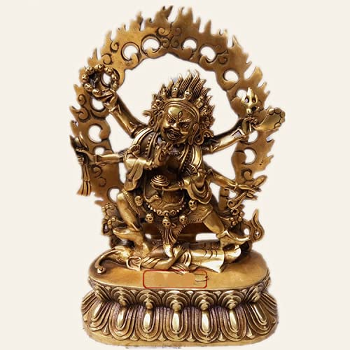 KKUUNXU Geweihte Weisheit Beschützer Sechs-armige Mahakala Daheitian reines Kupfer Tantric Buddha Statue kann aufbewahrt werden Cover