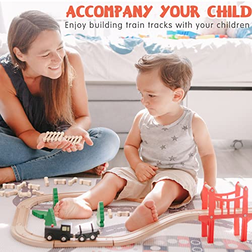 hanaive 20 pcs wooden dog bone track connector pack accessories wooden train track adapter connector pieces toy train set for teens to make wood railway