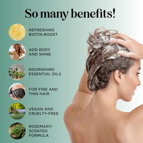 Image of Volumizing Biotin and Rosemary Shampoo - Vegan Rosemary Biotin Shampoo for Thinning Hair for Women and Men with Nourishing B Vitamins & Tea Tree Oil - Paraben Silicone & Sulfate Free (32 Fl Oz)