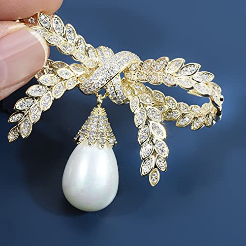 Image of Elegant Love Bow Brooch Micro Pave Cubic Zirconia Bowknot Wedding Bride Mother Brooch Pin Ribbon Shape Jewelry Brooch Breastpin