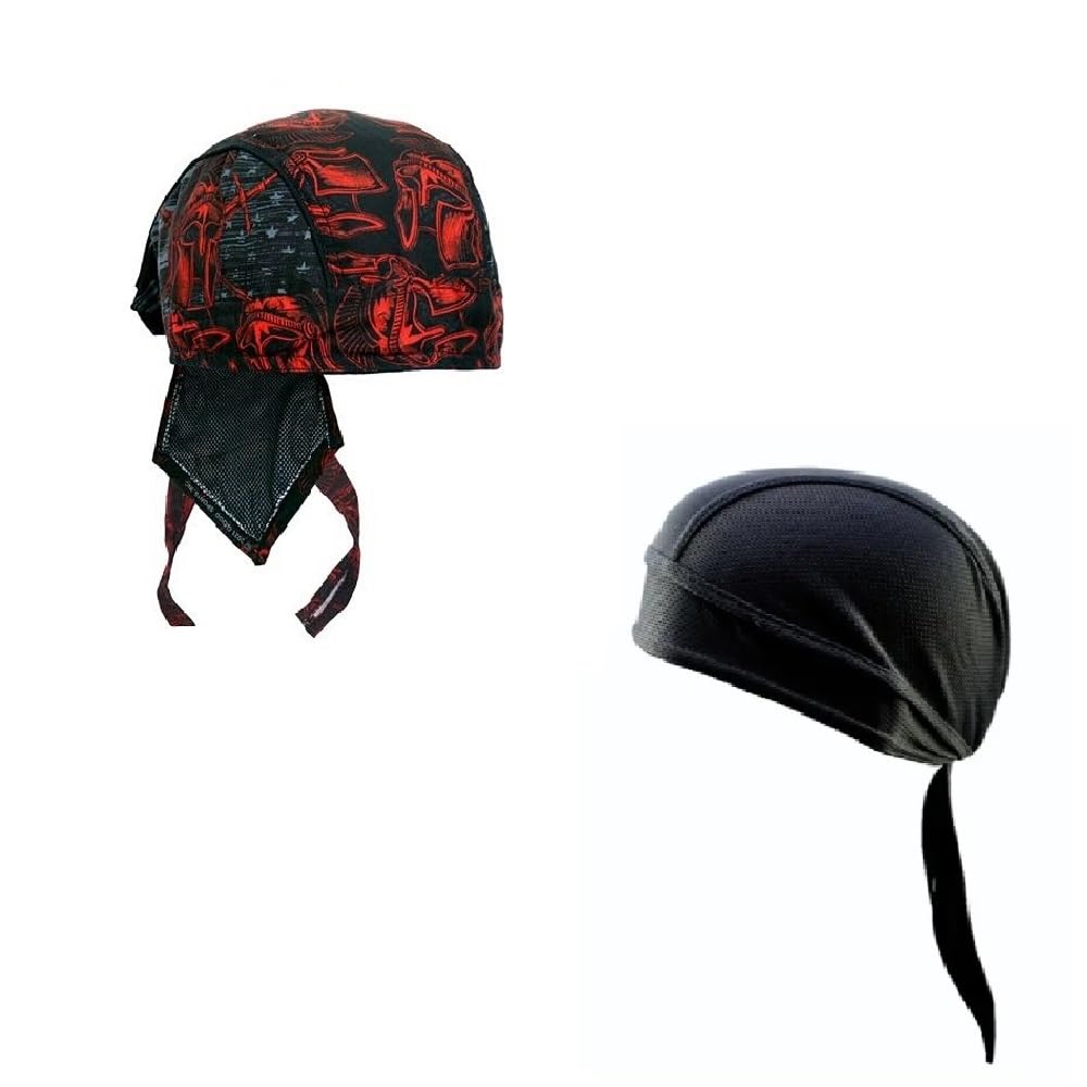 Generic Lot or Set of 2 Distressed Faded Patrotic Red Grey American Flag Gladiator Helmet and Solid Black