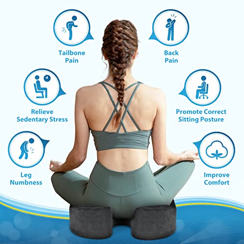 Image of BlissTrends Thick Seat Cushion for Office Chair & Car Seat, XL, Grey | Memory Foam with Removable Cover, Ergonomic Tailbone & Sciatica Support for Pressure Relief and Long Sitting, 3.9 inch Thick