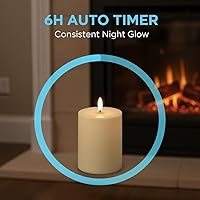 Vista 4 de ANGELLOONG Velas sin llama para exteriores con temporizador, impermeables, funcionan con pilas con llama parpadeante, juego de 2 velas LED