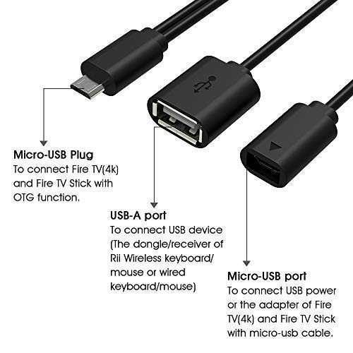 Rii F1 Micro USB Host OTG Adapter Cable for Firestick and Fire TV 4K