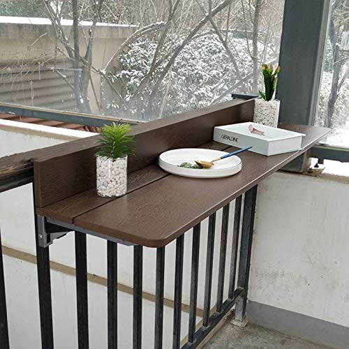 Table de balustrade de balcon réglable couleur café pour petits espaces