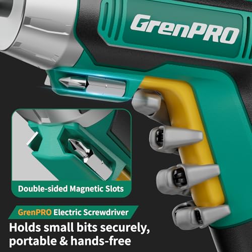 Image of GRENPRO 4V Electric Screwdriver Rechargeable 10pcs, Cordless Screwdriver, USB Small Power Screwdriver Set with Bits, Green, Ideal for Home Repairs