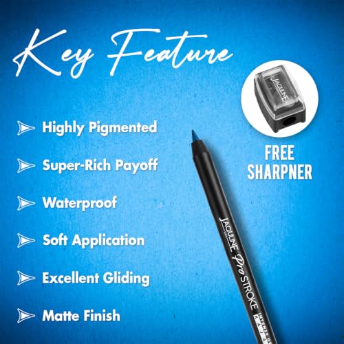 Image of JAQULINE USA ProStroke Intense Gel Kajal | Highly Pigmented | Waterproof | Smudgeproof | Matte Finish | Long Lasting | Quick Drying | Precise Application - Classic Blue,1.2g