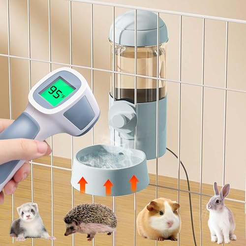 Rabbit Heated Water Bottle 500ml Bunny Hanging Water Fountain Automatic Guinea Pig Water Dispenser No Leak Drinking Feeder for Bunny Chinchilla Hamsters Cat Dog Small Animals