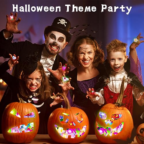 Ainiv 25 Stück LED-Leuchtringe, niedliche Cartoon-Blitzringe, leuchtende Partyzubehör für Kinder und Erwachsene, leuchtet im Dunkeln, Fingerringe für Halloween, Partytütenfüller, Cosplay