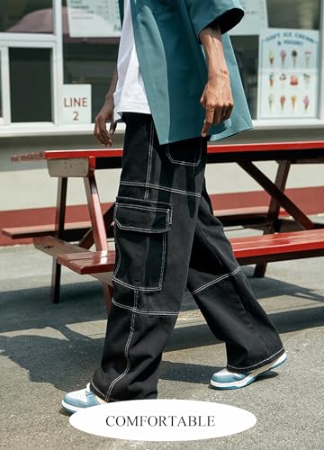 Denim Cargo Pants Y2k Baggy Jeans Gothic Punk Wide Leg Streetwear Oversized Relaxed Fit Jeans4