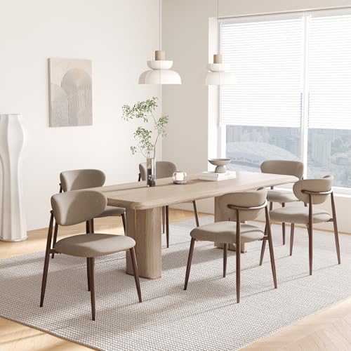 Image of MALOL Upholstered Curved Back Dining Chairs Set of 2, Camel