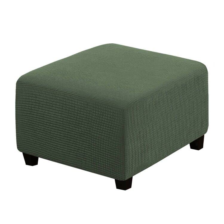 Image of H.VERSAILTEX Square Ottoman Covers Ottoman Slipcovers Folding Storage Stool Furniture Protector Form Fit with Elastic Bottom, Stretch High Spandex Small Checks Jacquard Fabric(Medium,Bronze Green)