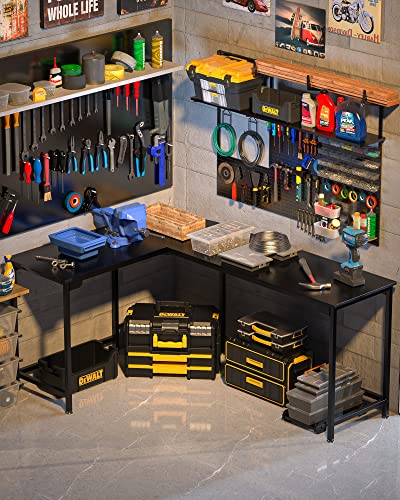 Teraves Modern L-Shaped Desk 66'' Corner Computer Desk Home Office Study Workstation Wood & Steel Pc Laptop Gaming Table #TOP7