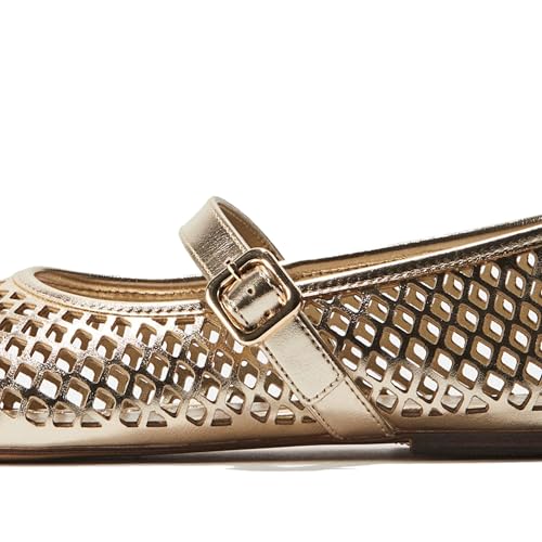 Mesh Ballet Flats for Women - Breathable Eyelets Mary Jane Style, Square Toe with Strap, Comfortable for Dress - up Occasions4