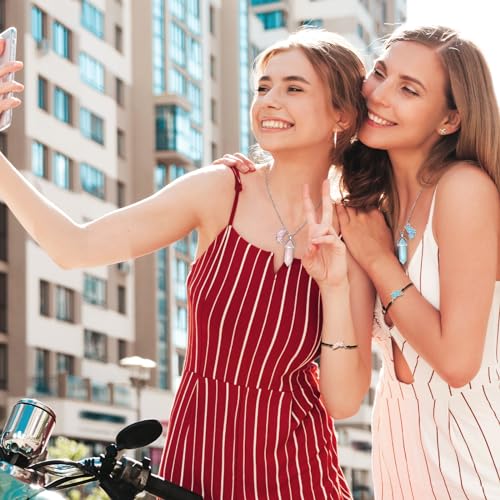 MJartoria BFF Necklace and Bracelets for 2-Crystal Friendship Necklace Bracelet Best Friend Necklace Matching Necklace Bracelets Gifts2